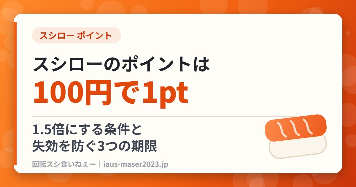 スシローのポイントは100円で1pt。1.5倍にする条件と失効を防ぐ3つの期限を解説するアイキャッチ画像